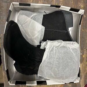 Black Boots with Fringe Detail